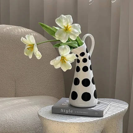 Nordic Black and White Ceramic Vase Ornaments Living Room Bedroom Desktop Flower Arrangement Container Wedding Vase Decoration 1