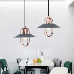 Creative Pendant Light Hollow Wrought Wide Brim Cover E27 Pendant Lamp Over Table Restaurant Shop Kitchen Hanging Lighting Decor 3