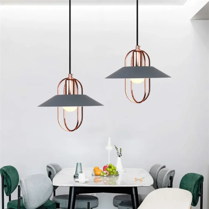 Creative Pendant Light Hollow Wrought Wide Brim Cover E27 Pendant Lamp Over Table Restaurant Shop Kitchen Hanging Lighting Decor 3