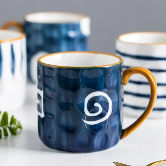 350ml Japanese Ceramic Mug  Coffee Cup Underglaze Office Home Milk   Bumpy Surface Handgrip  Microwave Safe 3