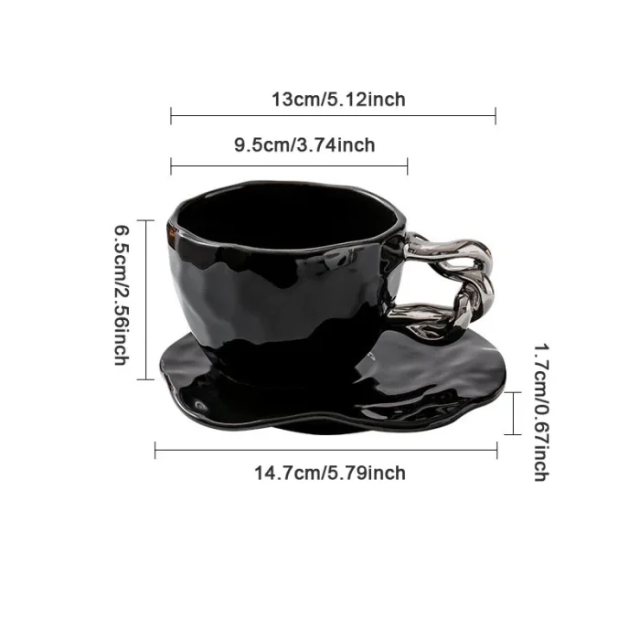 Creative Ceramic Coffee Cup and Dish Set Mug Living Room Kitchen Bar Breakfast Couple Office Tea Cup Crafts Home Decoration 6