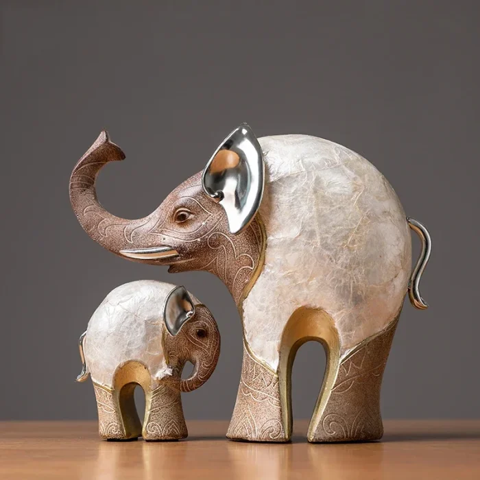 2Pcs Nordic Luxury Resin Elephant Handmade Crafts Decoration Home Living Room Office Animal Statue High Quality Ornaments Gift 6