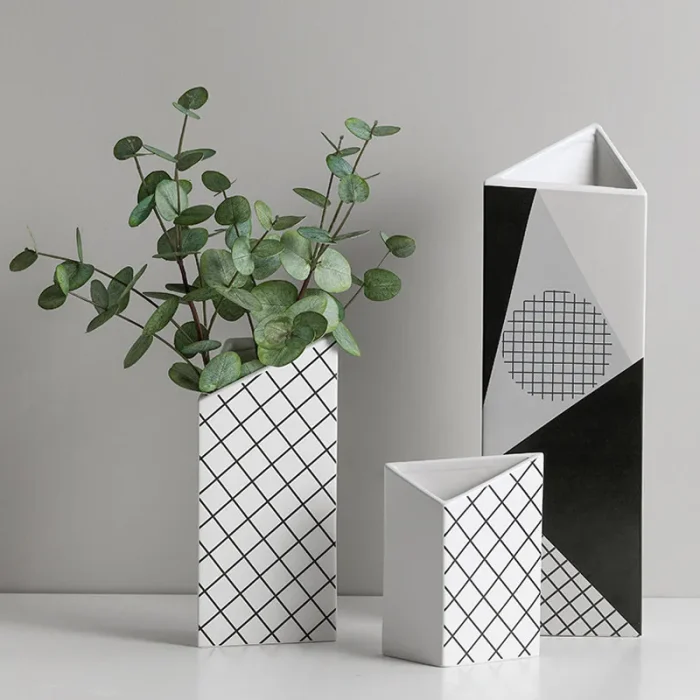 Nordic ins ceramic geometric vase creative room living room desktop dried flower flower arrangement home decoration accessories 3