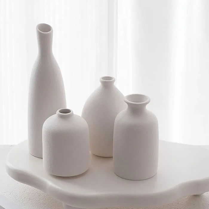 Ceramic Vase Set of 4, Classic Matte Vases Home Decorations for Table Shelf Office Decor 5