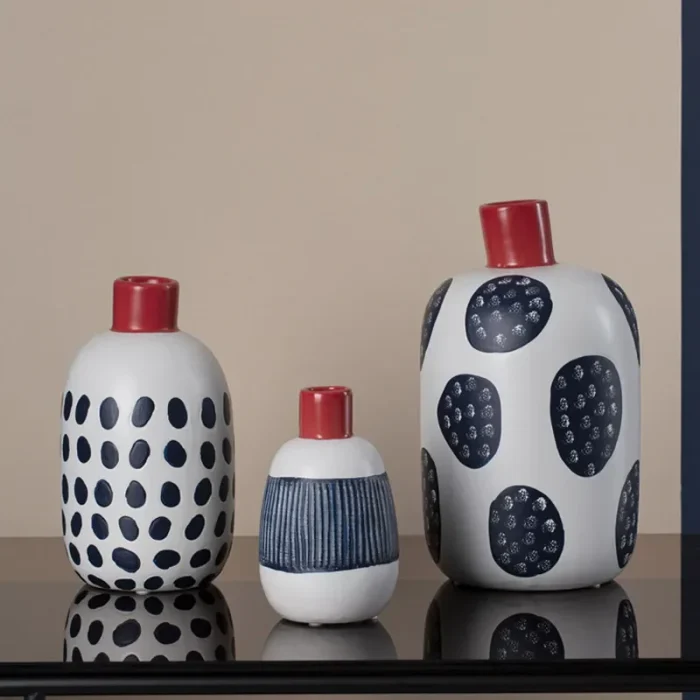 Chinese creative ceramic vase decoration retro dried flower vase living room living room desktop decoration home decoration 6