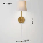 Light Luxury Crystal Wall Lamp Bedroom Bedside Lamp LED All-copper Living Room Background Wall Staircase Aisle Lamp 6