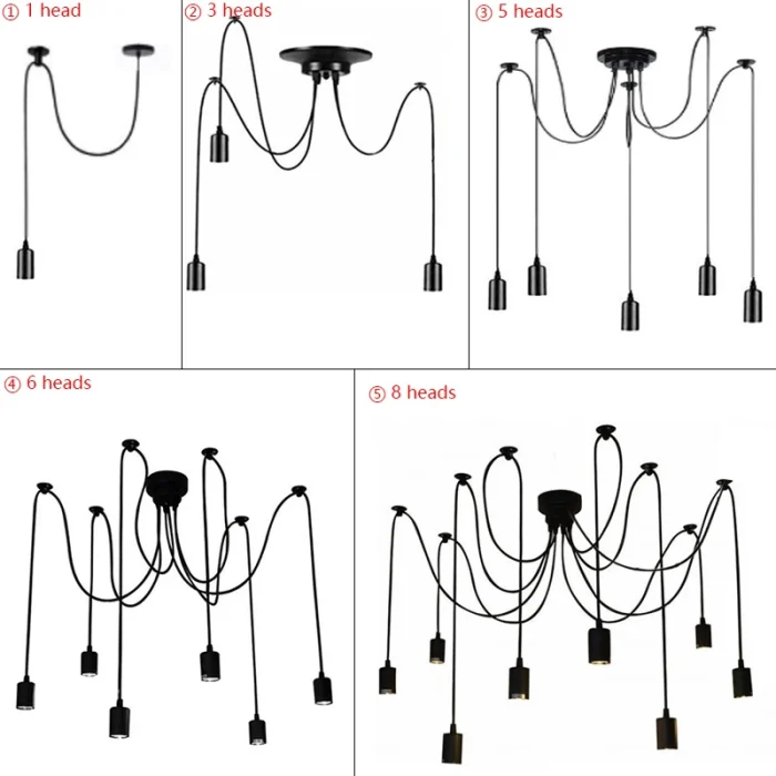 DIY Spider Chandelier Industrial Pendant Lights E27 Modern Ceiling Hanging Lamp Dinning Living Room Courtyard Lighting Fixture 5