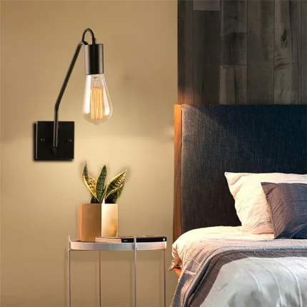 American Industrial Rotating LED Reading Wall Lamp Retro Metal Swing Arm Wall Light Bedside Indoor Lighting Fixture 1