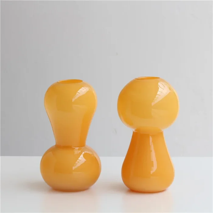 Nordic Minimalist Orange Glass Vase Ornaments Living Room Dining Table Flower Arrangement Art Vase  Home Decoration Accessories 5