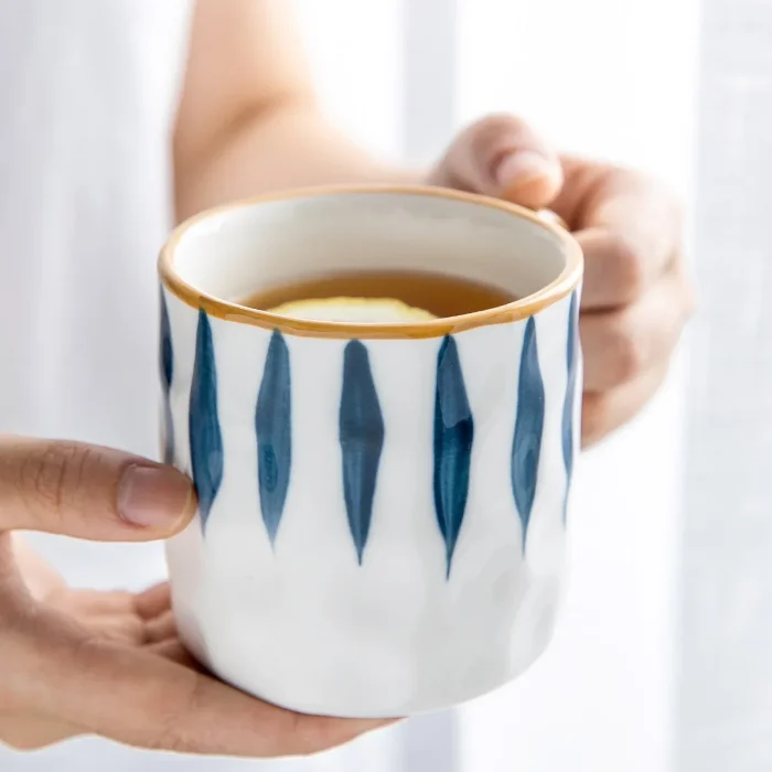 350ml Japanese Ceramic Mug  Coffee Cup Underglaze Office Home Milk   Bumpy Surface Handgrip  Microwave Safe 4