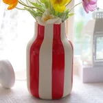 Nordic Ins Black and Red Striped Ceramic Vase Ornament Bedroom Dining Table Flower Arrangement Container Wedding Vase Decoration 4