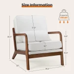 JHK Modern Accent Mid Century Living Room Chairs with Lumbar Pillow Upholstered Comfy Rocking Chair With Wood Frame For Bedroom 2