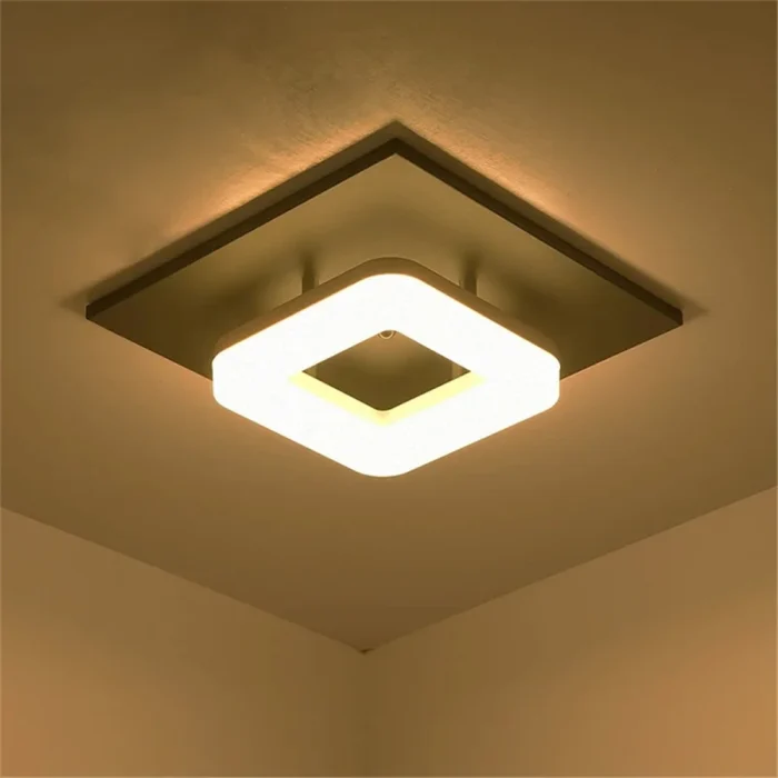 Flush Mount led Ceiling Light Fixtures Square Black 8W Modern Ceiling Lamp for Hallways Balcony Cloakroom Small Closet Washrooms 1