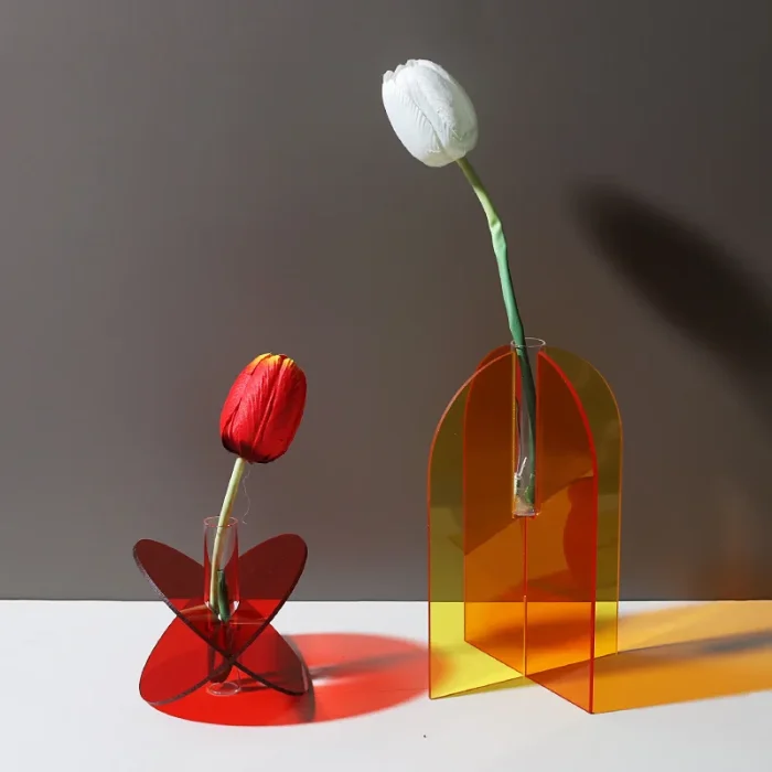 Nordic Colorful Acrylic Vase Ins Wind Decoration Art Simple Living Room Soft Decoration Flower Arrangement Water Accompany 2