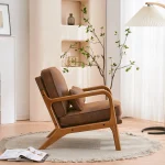 Oak Armrest Oak Upholstered Single Lounge Chair Indoor Lounge Chair Orange 4