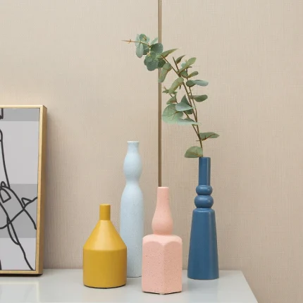 Ceramic vase Morandi color system Nordic ins  arrangement dried flowers modern dining table small furnishings home furnishings 1