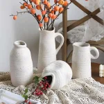 Nordic Style Retro Art Ceramic Flower Bottle Modern Light Luxury Dried Flower Arrangement Home Soft Decorations Vases Minimalist 5
