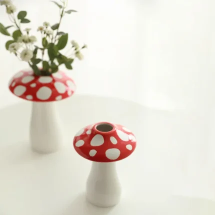 Nordic Ceramic Mushroom Vase Ornaments Living Room Porch Desktop Flower Arrangement Container Christmas Decoration Accessories 1