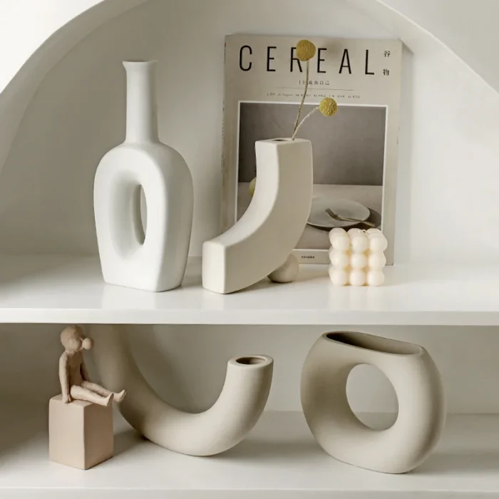 Ins Nordic Home Decoration Ceramic Table Flower  Accessories Modern White Plant Art Decor Crafts Wedding Vase for Centerpieces 1