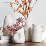 Nordic Style Retro Art Ceramic Flower Bottle Modern Light Luxury Dried Flower Arrangement Home Soft Decorations Vases Minimalist 6