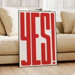 Modern Minimalist Nordic YES Quotes Black Red Wall Art Aluminum Frame Prints Canvas Painting Poster for Living Room Home Decor 1