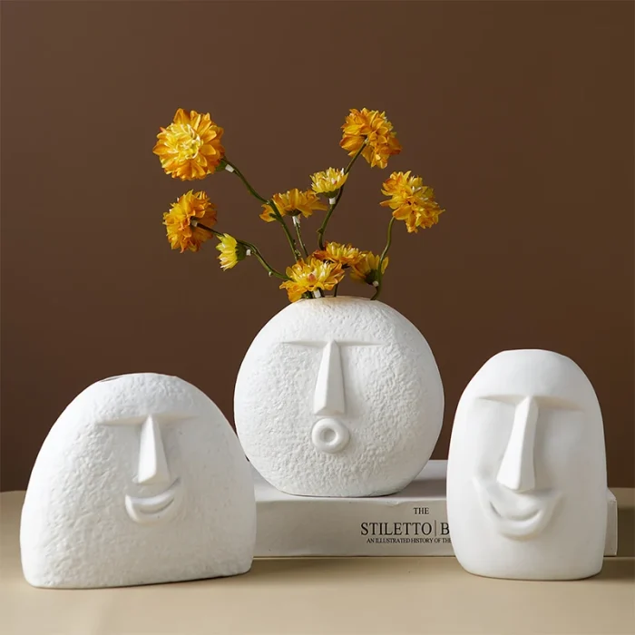 Ins Style Creative Abstract Facial Ceramic Vase Modern Minimalist Home Porch Living Room Homestay Flower Arrangement Decoration 3