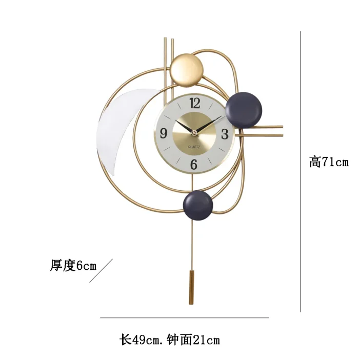 Nordic Luxury Giant Wall Clock Metal  Silent Gold Round Wall Art Wall Clock for Living Room Hotel Lobby Wall Hanging Watch 4