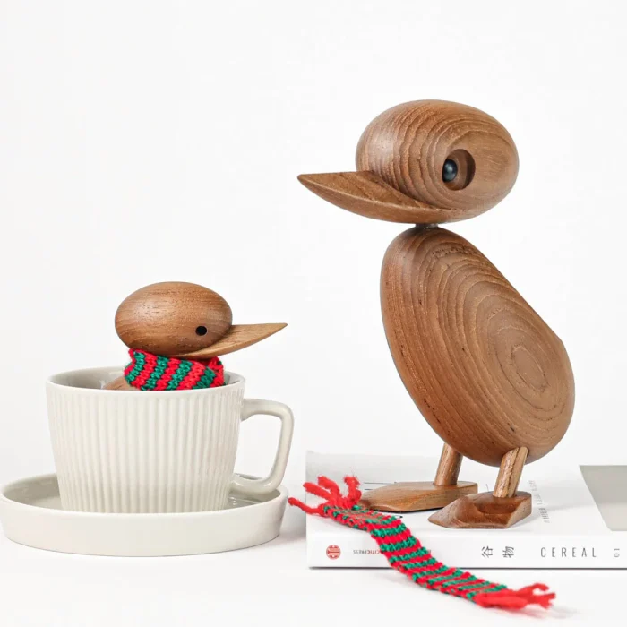 Traditional Style Home Decoration,Wooden Duck Figurines, Nature Wood Animal Ornaments For living Rom, Nordic Fashion Duck Crafts 2