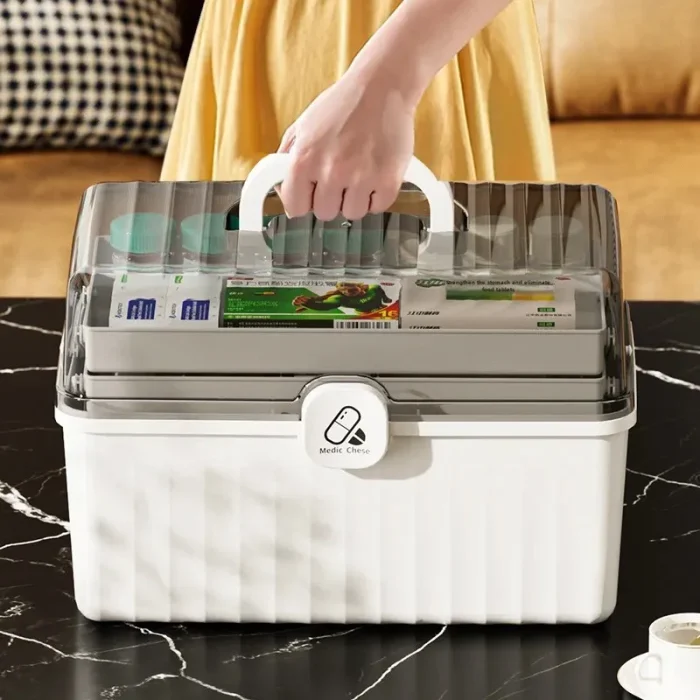 Large Capacity Portable Medical Box Home Use Outdoor Emergency Kit Family Health Care Box Medicine Storage Box 4
