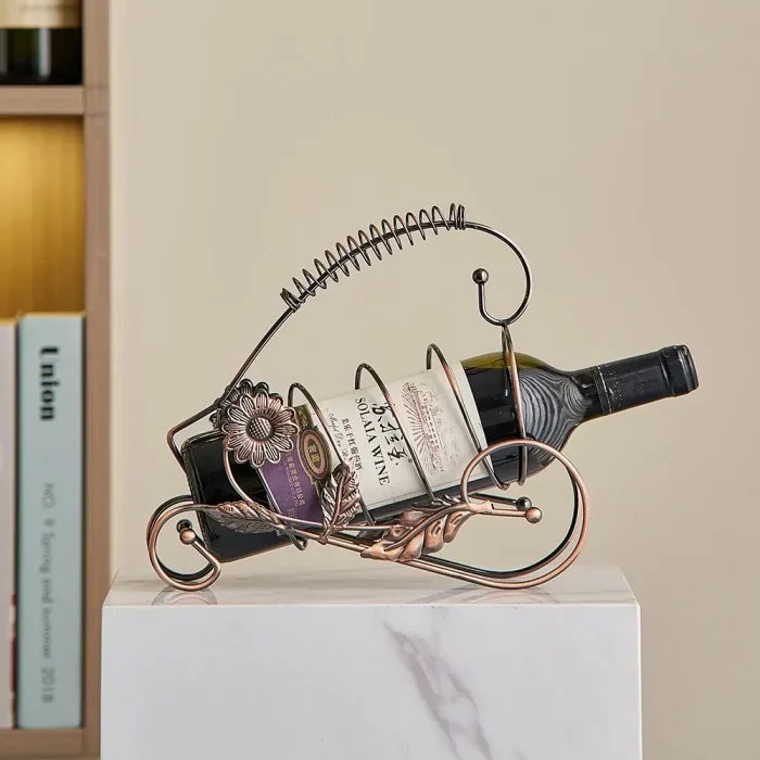 Home Decorations Decorative Malus Spectabilis Leaf Wine Rack Light Luxury Office Cabinet Ornament Metal Bar Counter Crafts 3