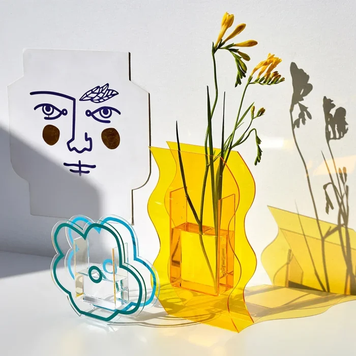 Acrylic Vase Creative Artistic Flower Container Modern Bedroom Flower Arrangement Nordic Office Desktop Decoration Ornament 4