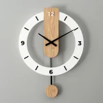 40cm Wall Clock Home Decor Wood Roman Numerals Scale Creative Silent Quartz Clock Living Room Decoration Mute Nordic Wall Clock 2