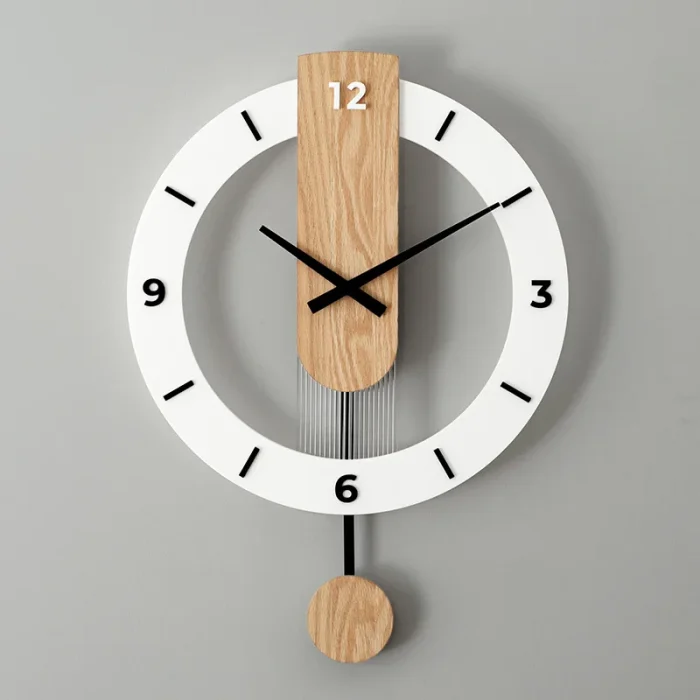 40cm Wall Clock Home Decor Wood Roman Numerals Scale Creative Silent Quartz Clock Living Room Decoration Mute Nordic Wall Clock 2