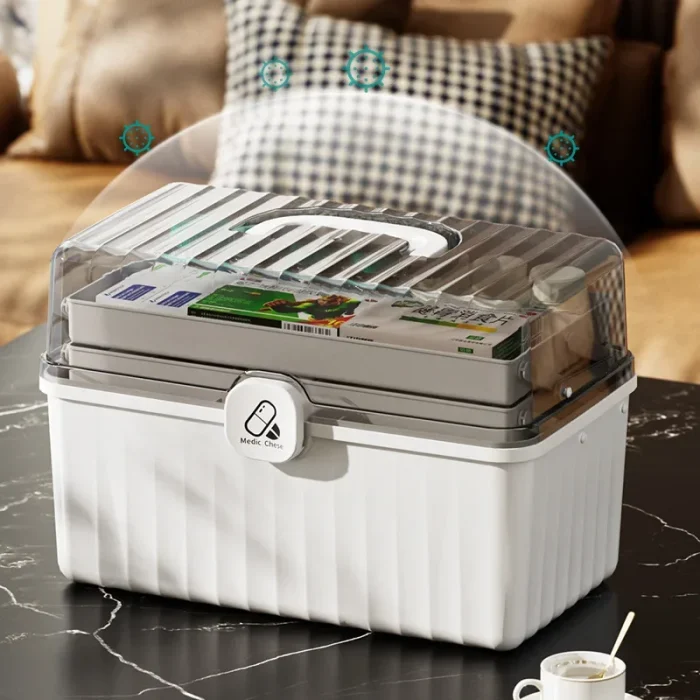 Large Capacity Portable Medical Box Home Use Outdoor Emergency Kit Family Health Care Box Medicine Storage Box 3