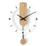 40cm Wall Clock Home Decor Wood Roman Numerals Scale Creative Silent Quartz Clock Living Room Decoration Mute Nordic Wall Clock 6