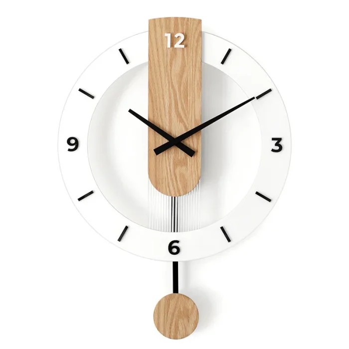 40cm Wall Clock Home Decor Wood Roman Numerals Scale Creative Silent Quartz Clock Living Room Decoration Mute Nordic Wall Clock 6