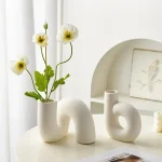 Artistic Curved Vase Simple Home Decor Ceramic Craft Living Room Ornament Table Decorative Vases Flower Arrangement Bottle 3