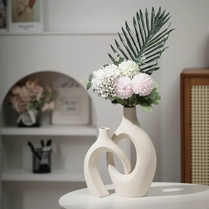 White Ceramic Vase Upgrade Plus Size Snuggle Combo Set Creative Desktop Decorations Home Decorations  flower vase  home decor 1