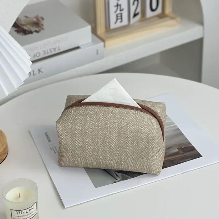 NEW Tissue Box Holder Leather Tissue Holder Simple Car Tissue Paper Holder Desktop Home Decoration Paper Towel Cover Photo Props 4