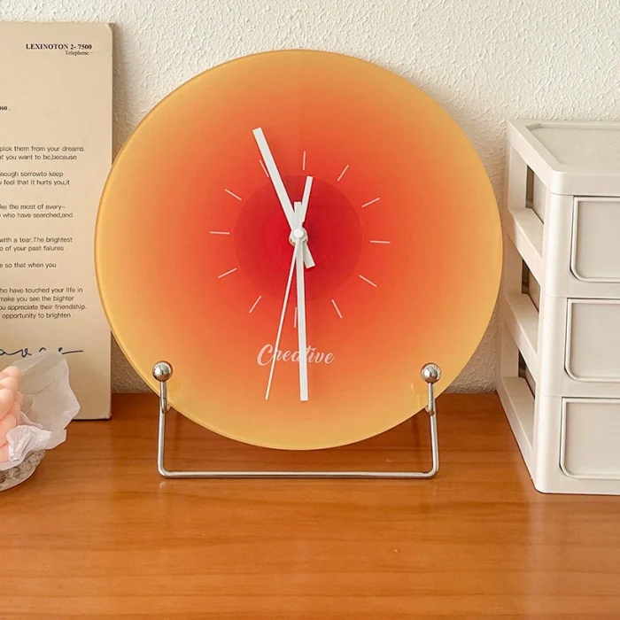 Nordic Sunset Clock Orange Wall Clock  Luxury Decoration  Silent Creative Ins living Room Fashion Piece Modern Home Ornaments 3