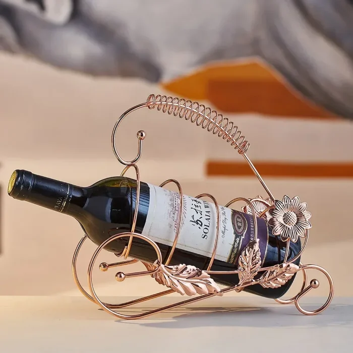 Home Decorations Decorative Malus Spectabilis Leaf Wine Rack Light Luxury Office Cabinet Ornament Metal Bar Counter Crafts 6