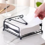 High-End Feel Hotel Dining Table Paper Towel Holder Creative Square Iron Art Desktop Pressed Paper Seat Bathroom Storage Rack 2