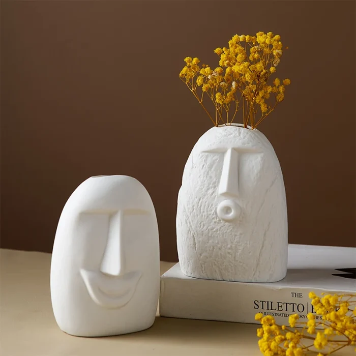 Ins Style Creative Abstract Facial Ceramic Vase Modern Minimalist Home Porch Living Room Homestay Flower Arrangement Decoration 5
