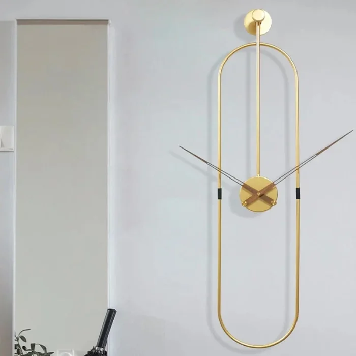 Luxury Modern Art Wall Clock Home Living Room Decor Watch Clock Creative Oval Metal Wall Clock Mute Wall Clocks Gifts 2