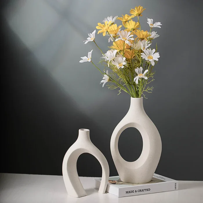 White Ceramic Vase Upgrade Plus Size Snuggle Combo Set Creative Desktop Decorations Home Decorations  flower vase  home decor 4