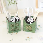 Cute Wooden Pencil Holder Organizer Creative Panda Desk Organizer Office School Storage Supplies Home Stationery Organizer 4
