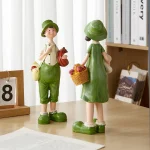 Creative 2pcs Doll Figurine Home Decor Lovely Couple Statuette Living Room Cabinet Desk Decoration Accessories Resin Miniatures 1