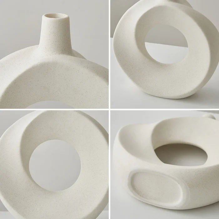 Nordic Style Ceramic Donut Vase Artistic Home Decoration Elegant Flower Container Simple Office Living Room Ornaments Desk Decor 6