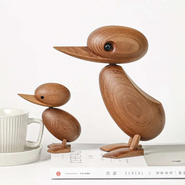 Traditional Style Home Decoration,Wooden Duck Figurines, Nature Wood Animal Ornaments For living Rom, Nordic Fashion Duck Crafts 1