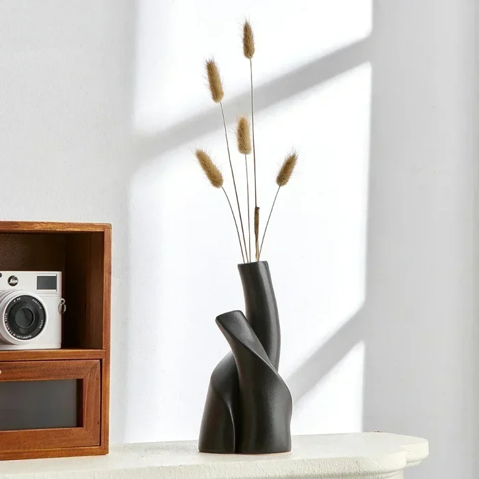 Nordic Simple Handmade Ceramic Frosted Desktop Vase Hydroponics Vase Dried Flower Arrangement Bottle Flower Pot Home Ornament 2